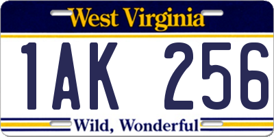 WV license plate 1AK256