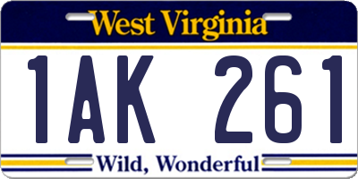 WV license plate 1AK261