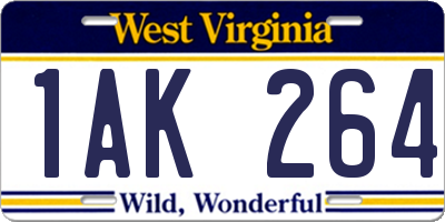 WV license plate 1AK264