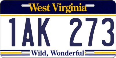 WV license plate 1AK273