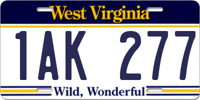 WV license plate 1AK277