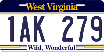 WV license plate 1AK279