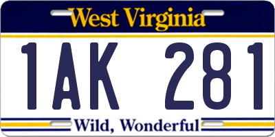 WV license plate 1AK281