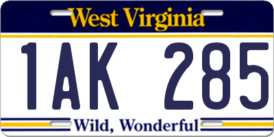WV license plate 1AK285