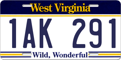 WV license plate 1AK291