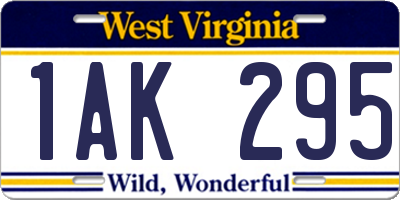 WV license plate 1AK295