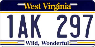 WV license plate 1AK297