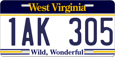 WV license plate 1AK305