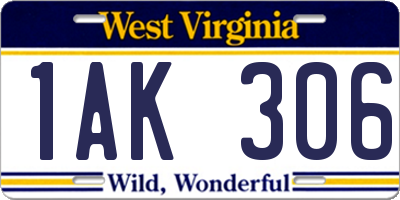 WV license plate 1AK306