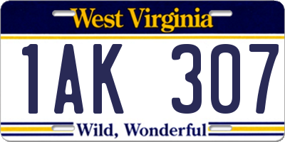 WV license plate 1AK307