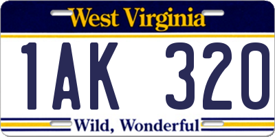 WV license plate 1AK320