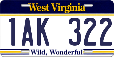 WV license plate 1AK322