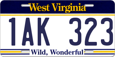 WV license plate 1AK323