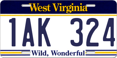 WV license plate 1AK324