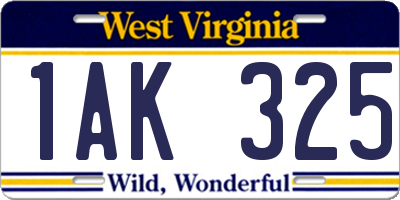 WV license plate 1AK325