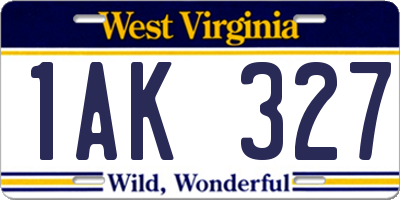WV license plate 1AK327