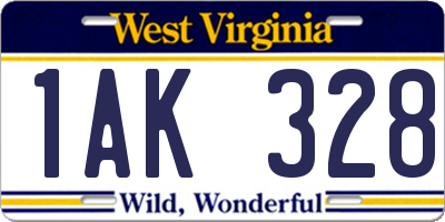 WV license plate 1AK328