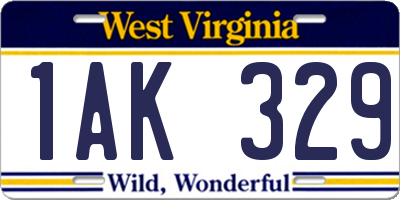 WV license plate 1AK329