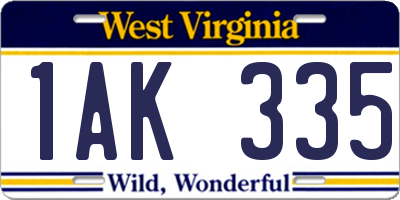 WV license plate 1AK335