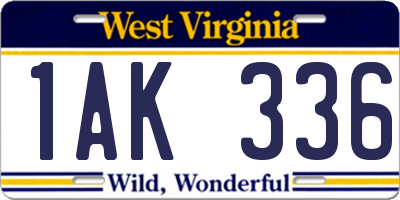 WV license plate 1AK336