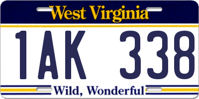WV license plate 1AK338