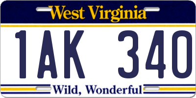 WV license plate 1AK340