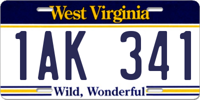 WV license plate 1AK341