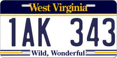 WV license plate 1AK343