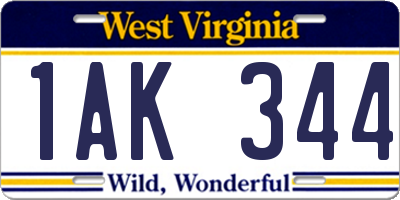 WV license plate 1AK344
