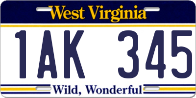 WV license plate 1AK345