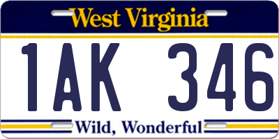WV license plate 1AK346