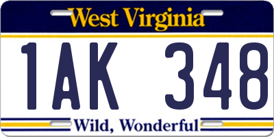 WV license plate 1AK348