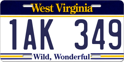 WV license plate 1AK349