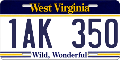 WV license plate 1AK350