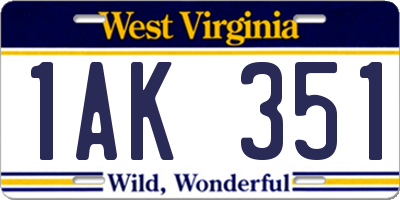WV license plate 1AK351