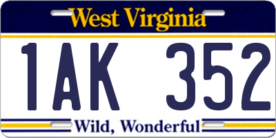 WV license plate 1AK352