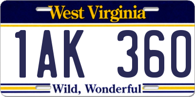 WV license plate 1AK360