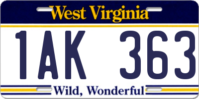 WV license plate 1AK363