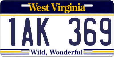 WV license plate 1AK369