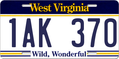 WV license plate 1AK370