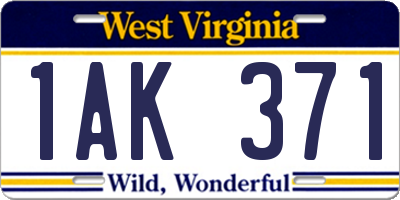 WV license plate 1AK371