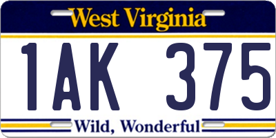 WV license plate 1AK375