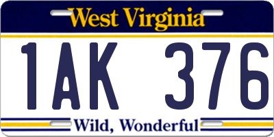 WV license plate 1AK376
