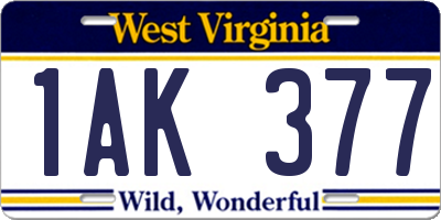 WV license plate 1AK377