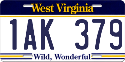 WV license plate 1AK379