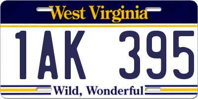 WV license plate 1AK395