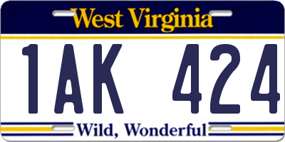WV license plate 1AK424