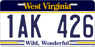 WV license plate 1AK426
