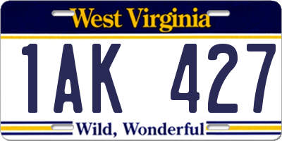 WV license plate 1AK427