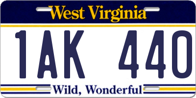 WV license plate 1AK440